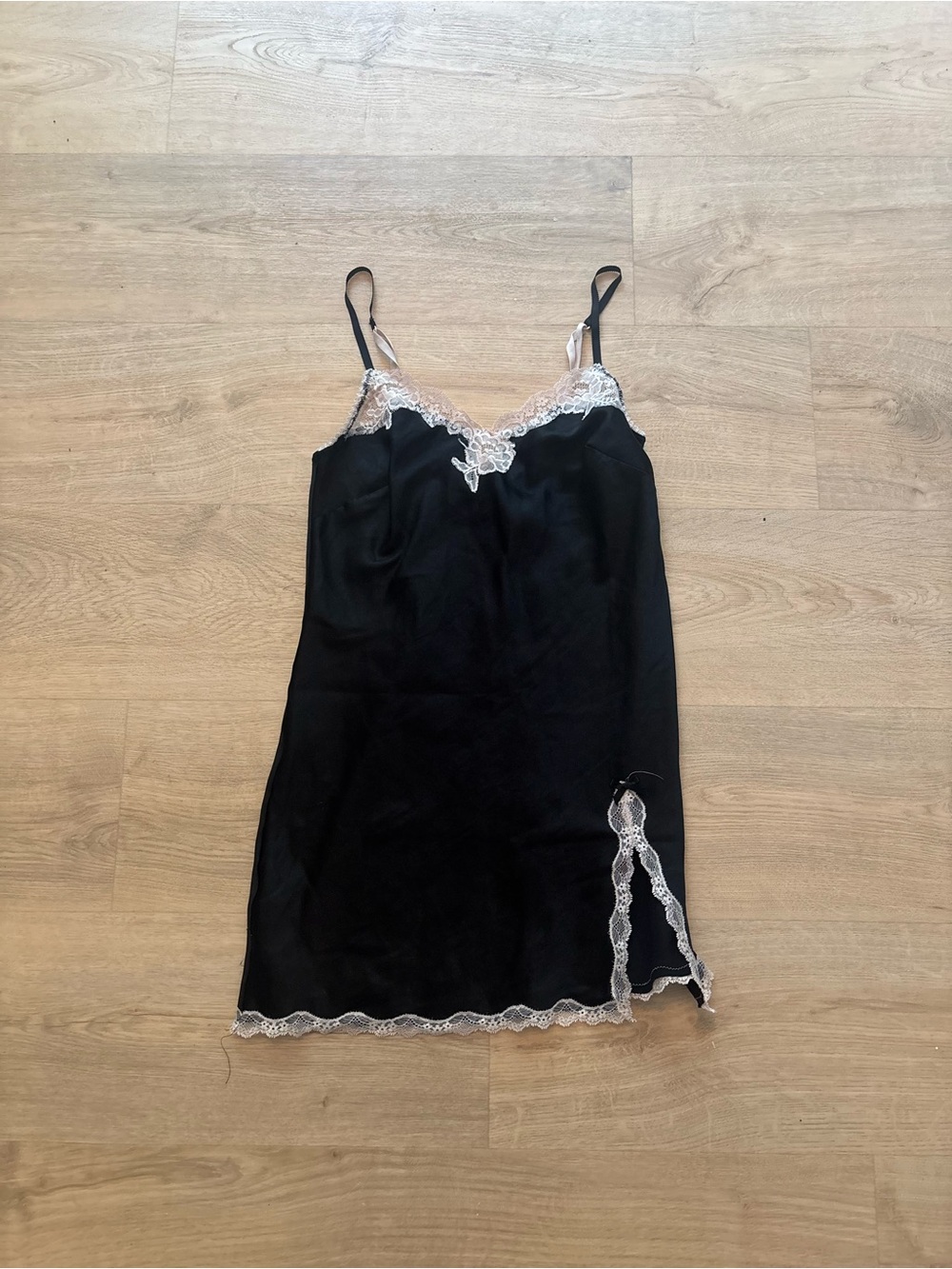 Victorias Secret Pink Black Lace-Trim Slip Dress - Women Intimates & Sleepwear